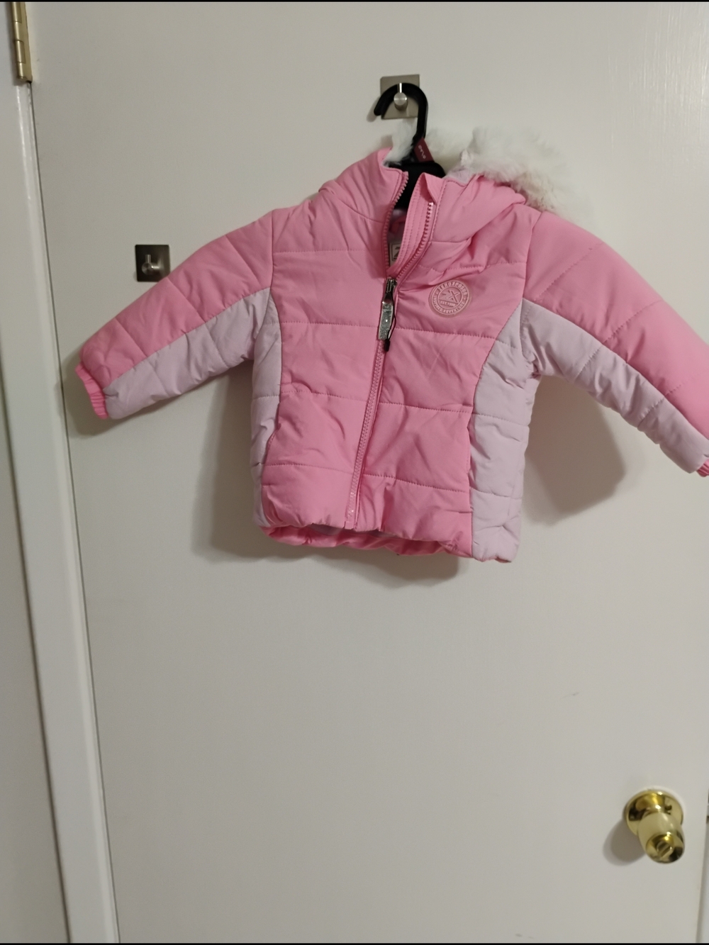ZeroXposur Girls Pink and Light Pink Puffer Jacket with Faux Fur Hood